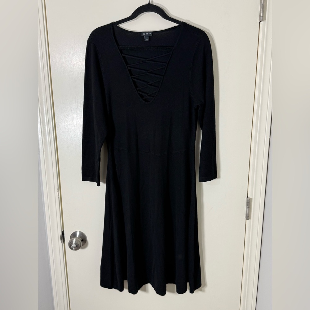 Torrid Women’s Black Long Sleeve A-line Skater Dress Plus Size 1X